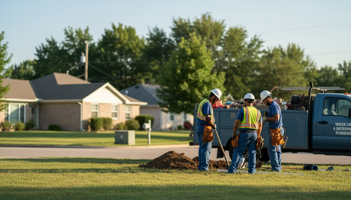 Residential water line and bathroom plumbing service in Fletcher, OK
